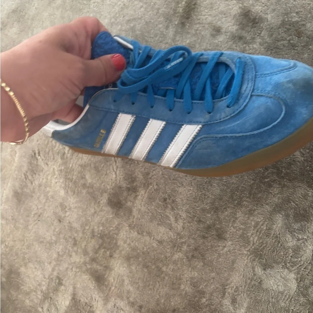 Adidas Gazelle Indoor Blue with White Accents Size 10